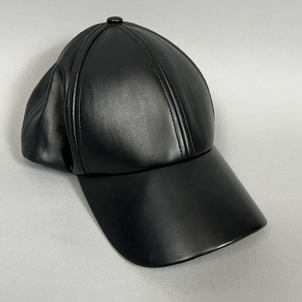 Aritzia Black Faux Leather Baseball Cap - Picture 2 of 7